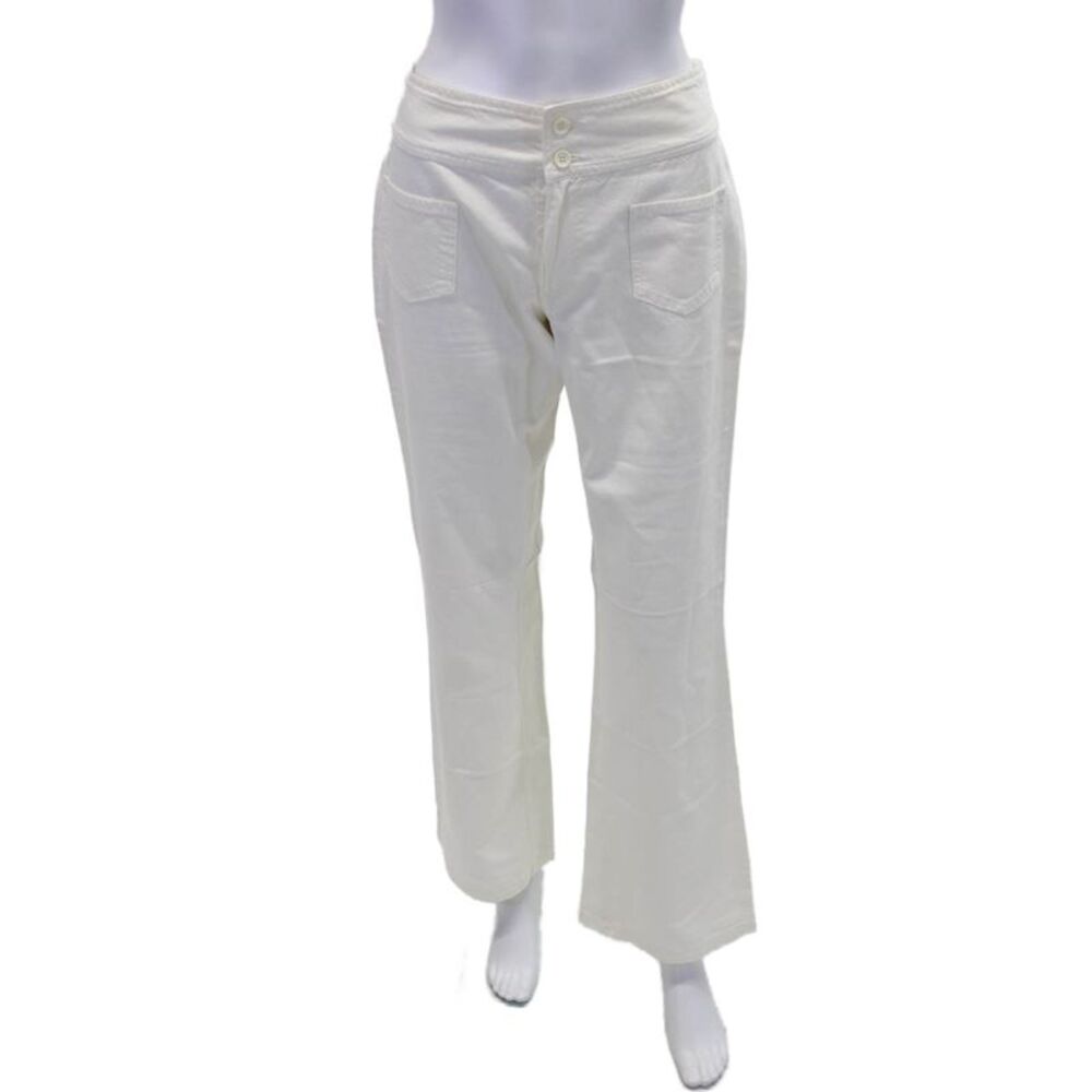 U-Key Womens Cotton Pocketed Detail Flared Leg Jeans Solid White Size 40